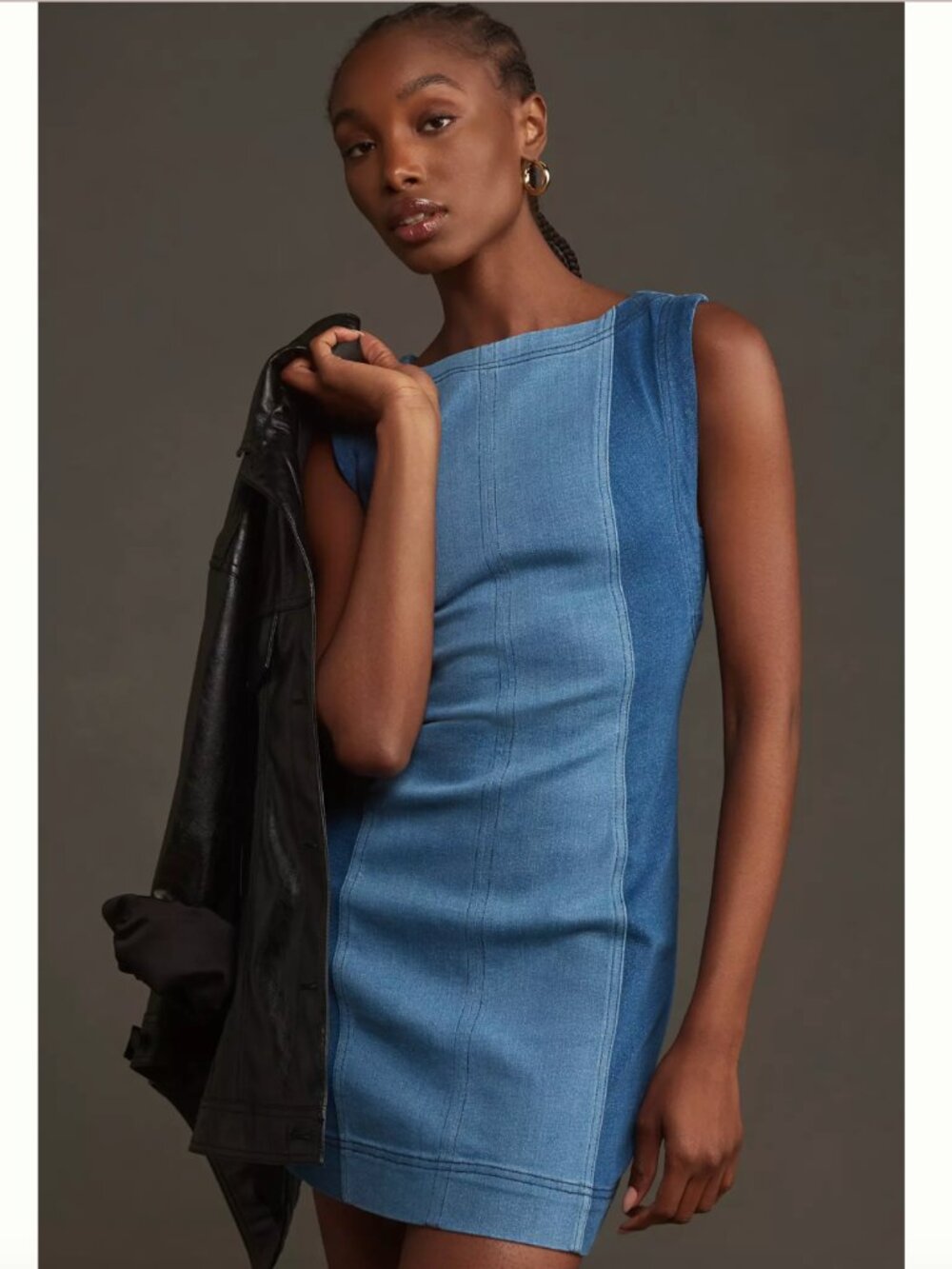 Anthropologie kendall sleeveless two tone denim mini dress